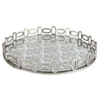 Chain Link Round Mirror Tray