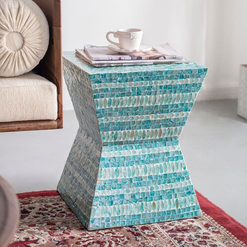 Morocco turquoise shell stool
