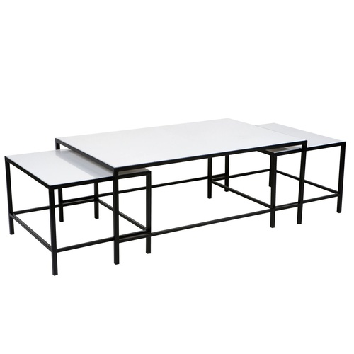 Cocktail Stone Nesting Coffee Table - Black