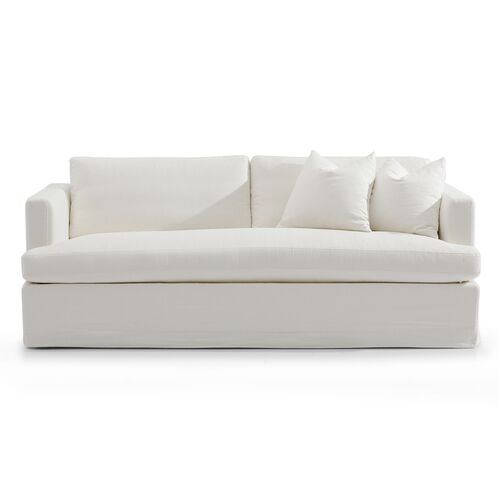 Birkshire 3 Seater Slip Cover Sofa - White Linen
