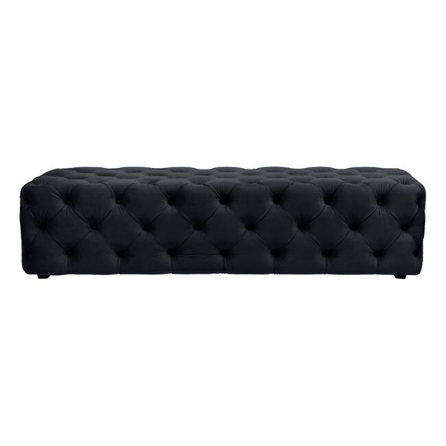 Black Upholstered Button Tufted Bench Ottoman 