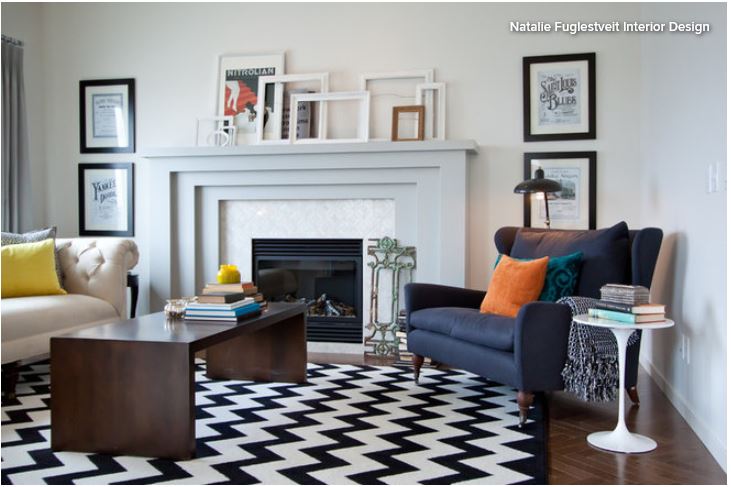 Transitional Living Room by Natalie Fuglestveit Interior Design