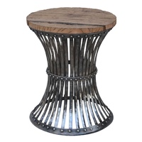 INVERTED WOOD AND IRON STOOL