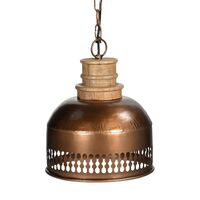 COPPER CUT-OUT AND WOOD LAMPSH