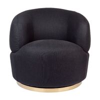 Tubby Swivel Occasional Chair - Black Linen
