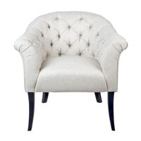 Georgina Button Tufted Occasional Chair - Natural Linen