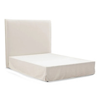 Brighton Slip Cover Queen Bedhead w Valance - Natural Linen