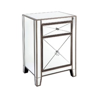 Apolo Mirrored Bedside Table - Antique Silver