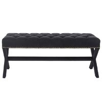 Regent Tufted Bench Ottoman - Black Linen