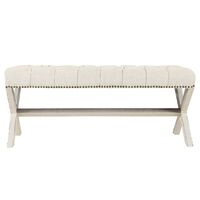Regent Tufted Bench Ottoman - Natural Linen