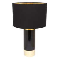 Paola Marble Table Lamp - Black w Black Shade