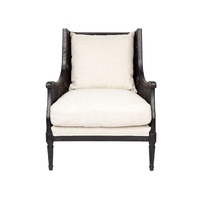 Havana Rattan Occasional Chair - Black Frame w Natural Linen