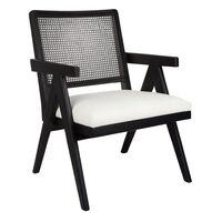 The Imperial Rattan Black Occasional Chair - White Linen