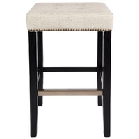 Canyon Black Oak Bar Stool - Natural Linen