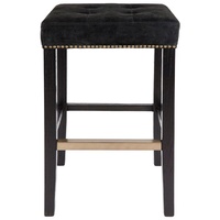 Canyon Black Oak Bar Stool - Black Suede