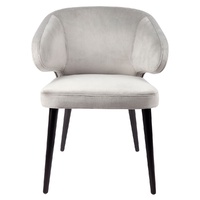 Harlow Black Dining Chair - Grey Velvet
