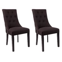London Dining Chair Set of 2  - Black Linen