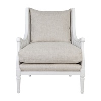 Havana White Rattan Occasional Chair - Natural Linen