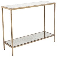 Cocktail Mirrored Console Table - Small Antique Gold