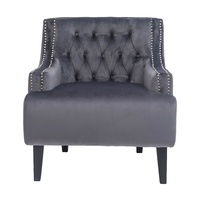 Skyler Tufted Occasional Chair - Charcoal Velvet
