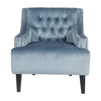 Skyler Tufted Occasional Chair - Dove Grey Velvet