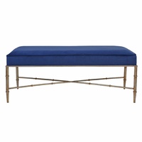 Clara Bench Ottoman - Blue Velvet