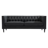 Tuxedo 3 Seater Tufted Sofa - Charcoal Linen