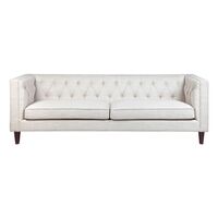 Tuxedo Button Tufted 3 Seater Sofa - Natural