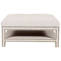 Serena Tufted Square Ottoman - Natural Linen
