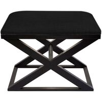 Spencer Black Timber Stool - Black Linen