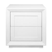 Balmain Oak Tall Bedside Table - White