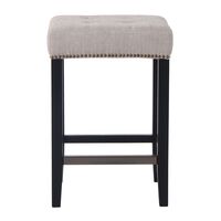 Canyon Oak Kitchen Stool - Black Frame w Natural Linen