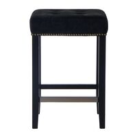 Canyon Oak Kitchen Stool - Black Frame w Black Leather