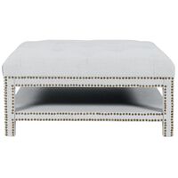 Serena Tufted Square Ottoman - Cool Grey Linen