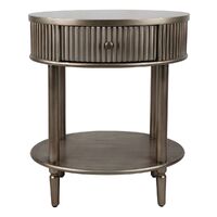 Arielle Oval Bedside Table - Antique Gold