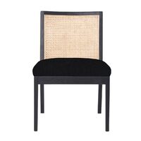 Kane Rattan Black Dining Chair - Black Linen