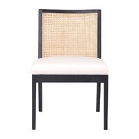 Kane Rattan Black Dining Chair - White Linen