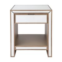 Sabrina Mirrored Bedside Table -Small Antique Gold