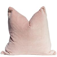 Sass Square Feather Cushion - Blush Velvet w Natural Linen