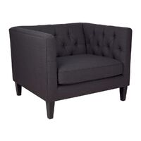 Tuxedo Tufted Occasional Arm Chair - Charcoal Linen