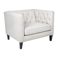 Tuxedo Tufted Occasional Arm Chair - Natural Linen