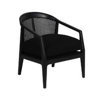 Willow Black Rattan Occasional Arm Chair - Black Linen