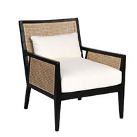 Kane Rattan Black Occasional Arm Chair - White Linen