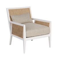 Kane Rattan White Occasional Arm Chair - Natural Linen