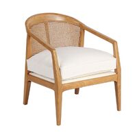 Willow Natural Rattan Occasional Arm Chair - White Linen