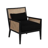 Kane Rattan Black Occasional Arm Chair - Black Linen