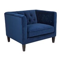 Tuxedo Tufted Occasional Arm Chair - Navy Velvet