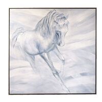White Stallion Right Hand Facing Oil On Canvas Painting