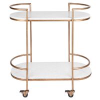 Southside White Stone Bar Cart - Antique Gold