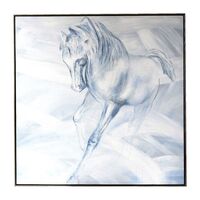 White Stallion Left Hand Facing Oil On Canvas Painting
